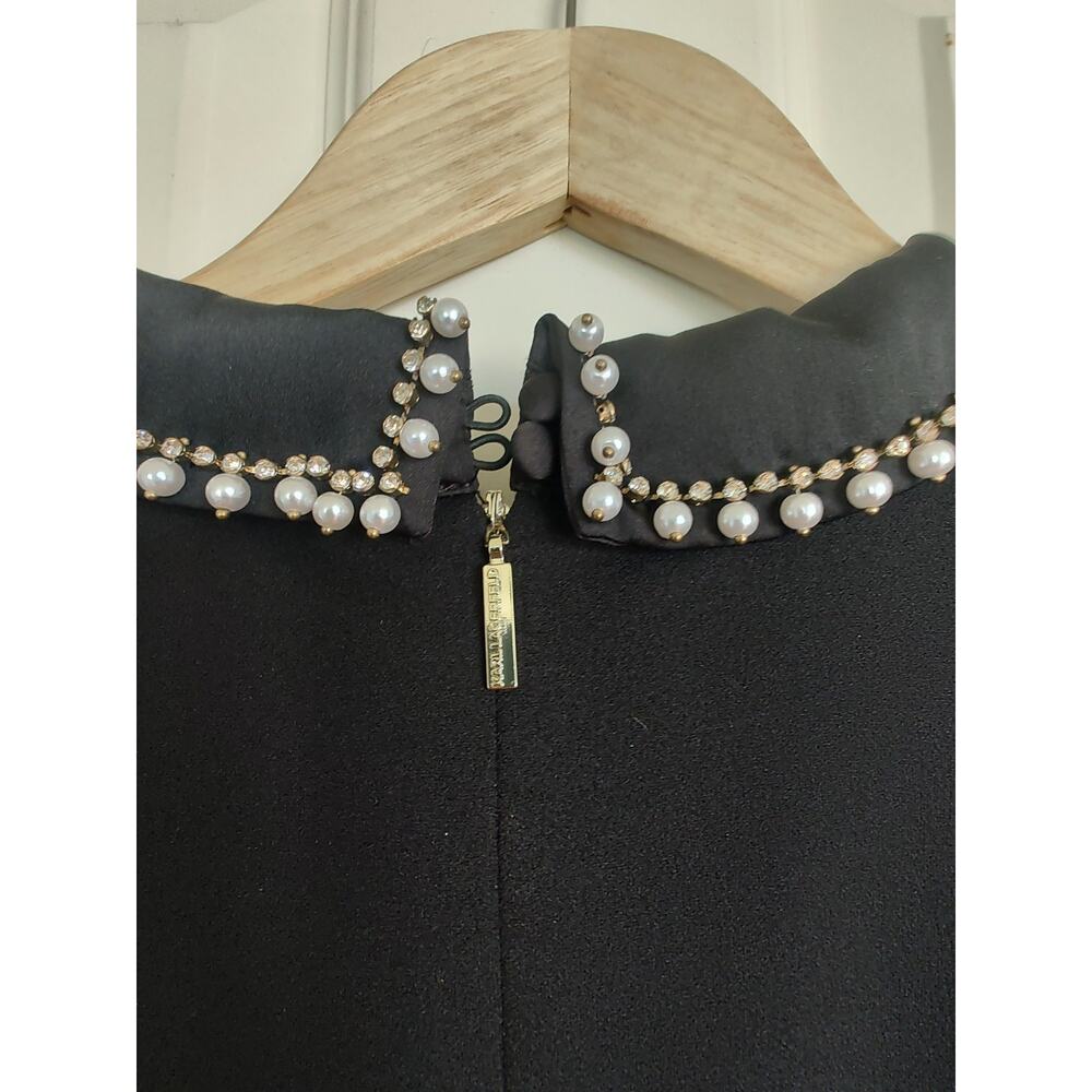 Karl Lagerfeld Black, Pearl Embellished- Gold Tone Mini Dress Size 12 $150 - Picture 5 of 15